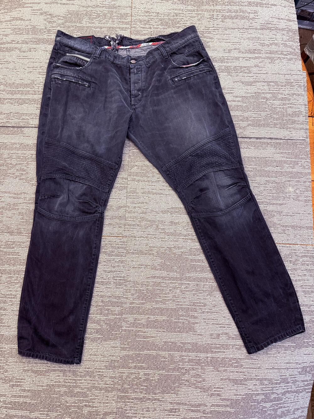 Rockstar Jeans Mens 42 Black Biker Moto Straight Leg Distressed Zipper Pockets